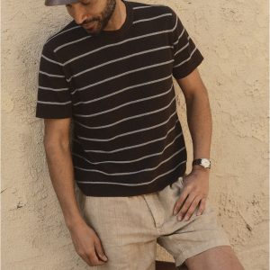 The Brody Sweater Tee in Espresso Stripe