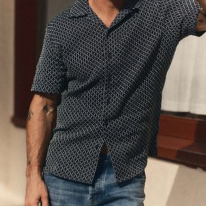 The Davis Shirt in Indigo Raindrop Sashiko