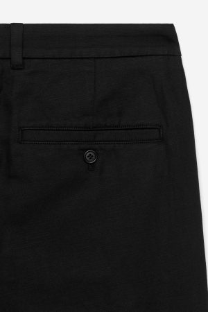 Regular Cropped Cotton-Linen Trousers