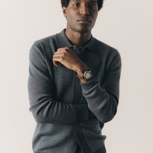 The Nichols Polo in Navy Birdseye Merino