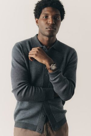 The Nichols Polo in Navy Birdseye Merino