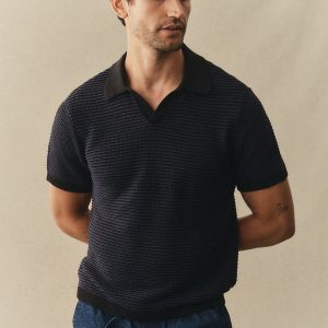 The Valencia Sweater Polo in Coal Stripe