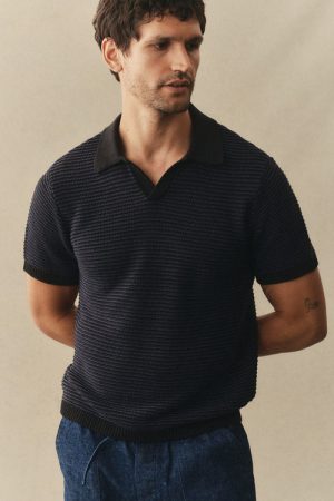 The Valencia Sweater Polo in Coal Stripe