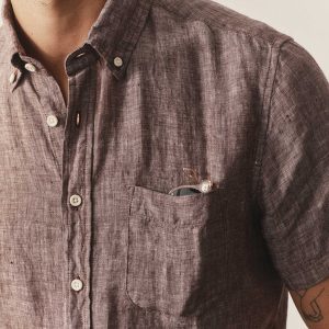 The Short Sleeve Jack in Burgundy Linen