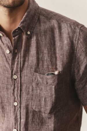 The Short Sleeve Jack in Burgundy Linen