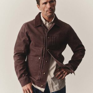 The Ryder Jacket in Burgundy Chipped Canvas