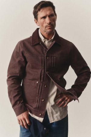 The Ryder Jacket in Burgundy Chipped Canvas