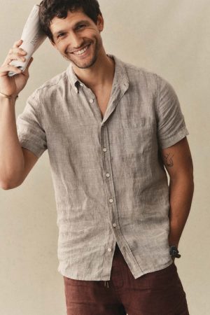 The Short Sleeve Jack in Sage Linen