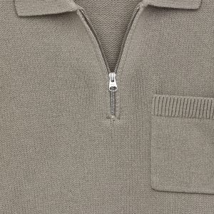 Knitted Wool Zip Polo Shirt
