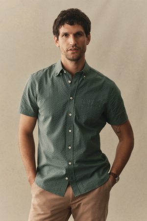 The Short Sleeve Jack in Deep Sea Seersucker