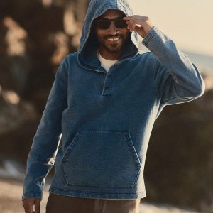 The Baja Pullover in Washed Indigo Terry