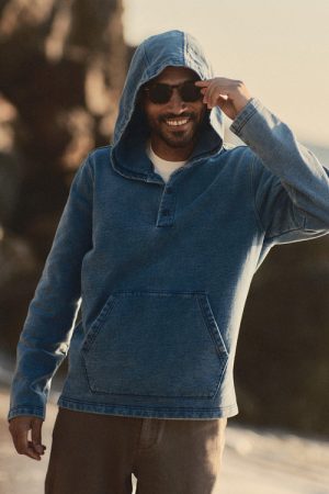 The Baja Pullover in Washed Indigo Terry