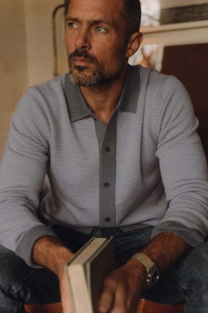 The Nichols Polo in Heather Grey Birdseye Merino