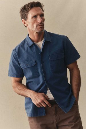 The Short Sleeve Mechanic Shirt in Atlantic Ripstop
