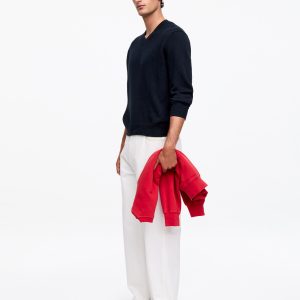 Linen Cotton V-Neck Jumper