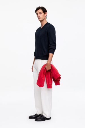 Linen Cotton V-Neck Jumper