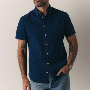 The Short Sleeve Jack in Rinsed Indigo Oxford