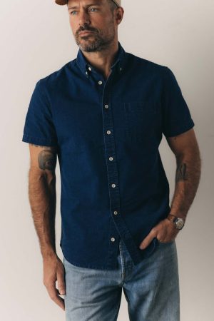 The Short Sleeve Jack in Rinsed Indigo Oxford