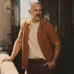 The Button Down Polo in Desert Herringbone