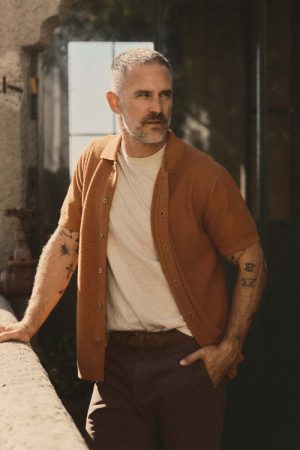 The Button Down Polo in Desert Herringbone