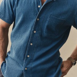 The Hawthorne Shirt in Washed Indigo Crepe