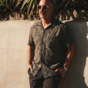 The Hawthorne Shirt in Burnt Olive Floral Jacquard
