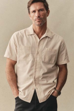 The Conrad Shirt in Heather Oat Pincord