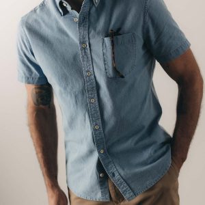 The Short Sleeve Jack in Washed Indigo Oxford