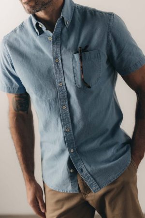 The Short Sleeve Jack in Washed Indigo Oxford