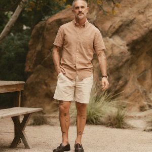 The Short Sleeve Jack in Brick Check Seersucker
