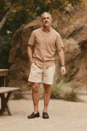 The Short Sleeve Jack in Brick Check Seersucker