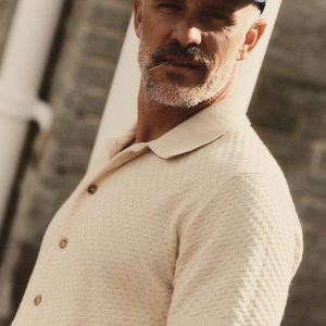 The Arlo Sweater Polo in Oat Texture Knit