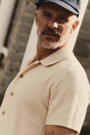 The Arlo Sweater Polo in Oat Texture Knit