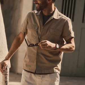 The Short Sleeve Mechanic Shirt in Khaki Ripstop