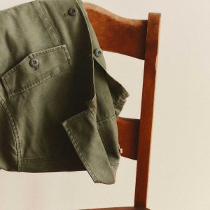 The Short Sleeve Surplus Shirt in Field Olive Reverse Sateen
