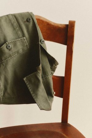 The Short Sleeve Surplus Shirt in Field Olive Reverse Sateen