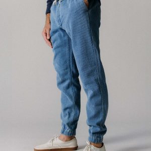 The Apres Pant in Washed Indigo Sashiko