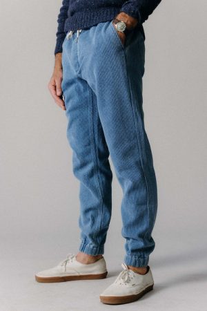 The Apres Pant in Washed Indigo Sashiko