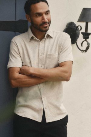 The Short Sleeve California in Heather Oat Double Knit