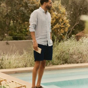 The Apres Short in Rinsed Indigo Pincord